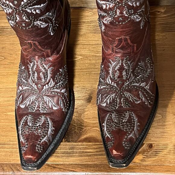 Luchesse Red Oklahoma Angelina Women’s Western Boots Size 7B Embroidered Bling - Picture 3 of 16